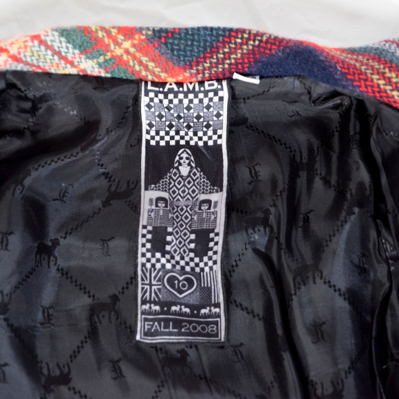 Orange, blue, green plaid wool L.A.M.B. jacket - Picture 3 of 7